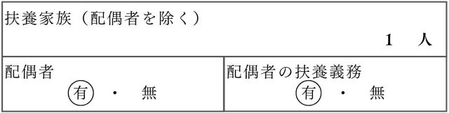 配偶者がパートもしくは専業主婦(主夫)・子供1人を扶養している場合の扶養家族数の書き方