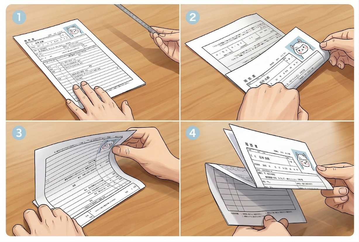 履歴書の三つ折りの手順