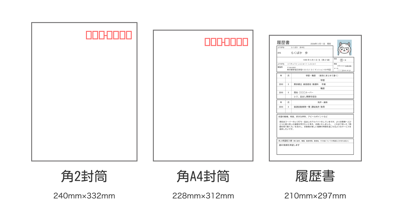 履歴書封筒のサイズ比較