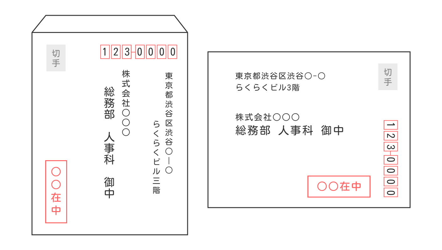 縦書きと横書きの履歴書封筒