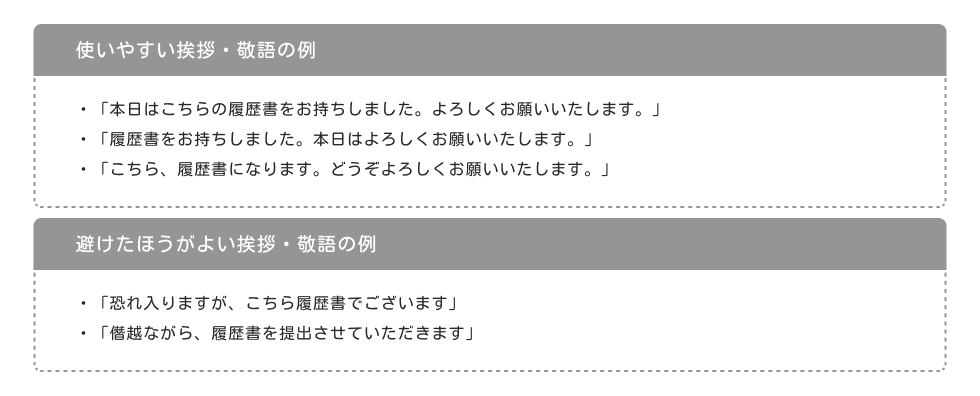 履歴書を渡す際の敬語の使い方